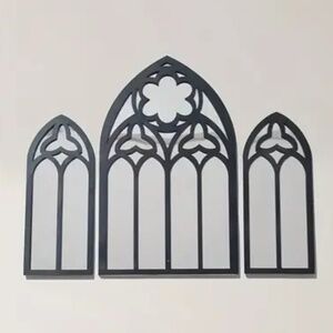 NEW! Set of 3 Gothic Cathedral Wall Mounted Wooden Mirrors!